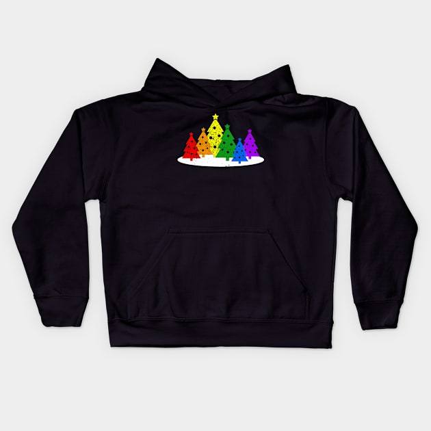 Gay Pride Christmas Trees Kids Hoodie by Muzehack